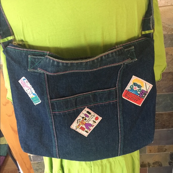 Aetna Handbags - VTGE 80’s Jean Aetna Stone Wash Cartoon Purse